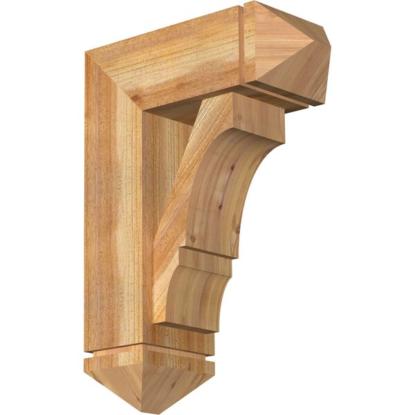 Ekena Millwork Balboa Arts and Crafts Rough Sawn Bracket w/ Offset Brace, Western Red Cedar, 8"W x 20"D x 28"H BKT0806X20X28BOA03RWR - main